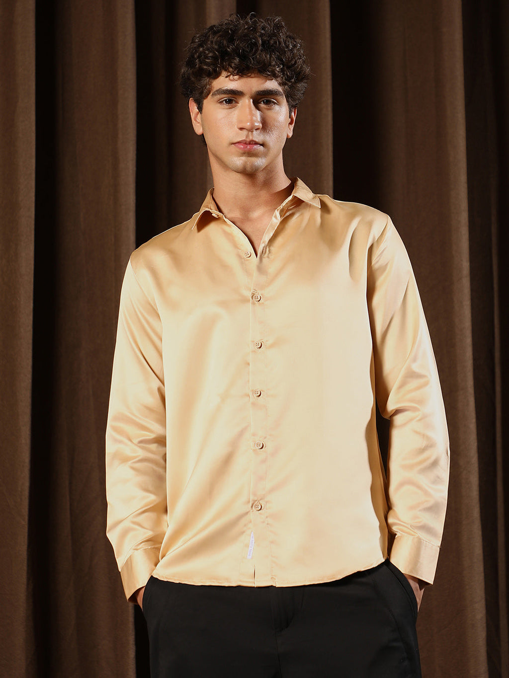 Solid-Satin Regular Shirt