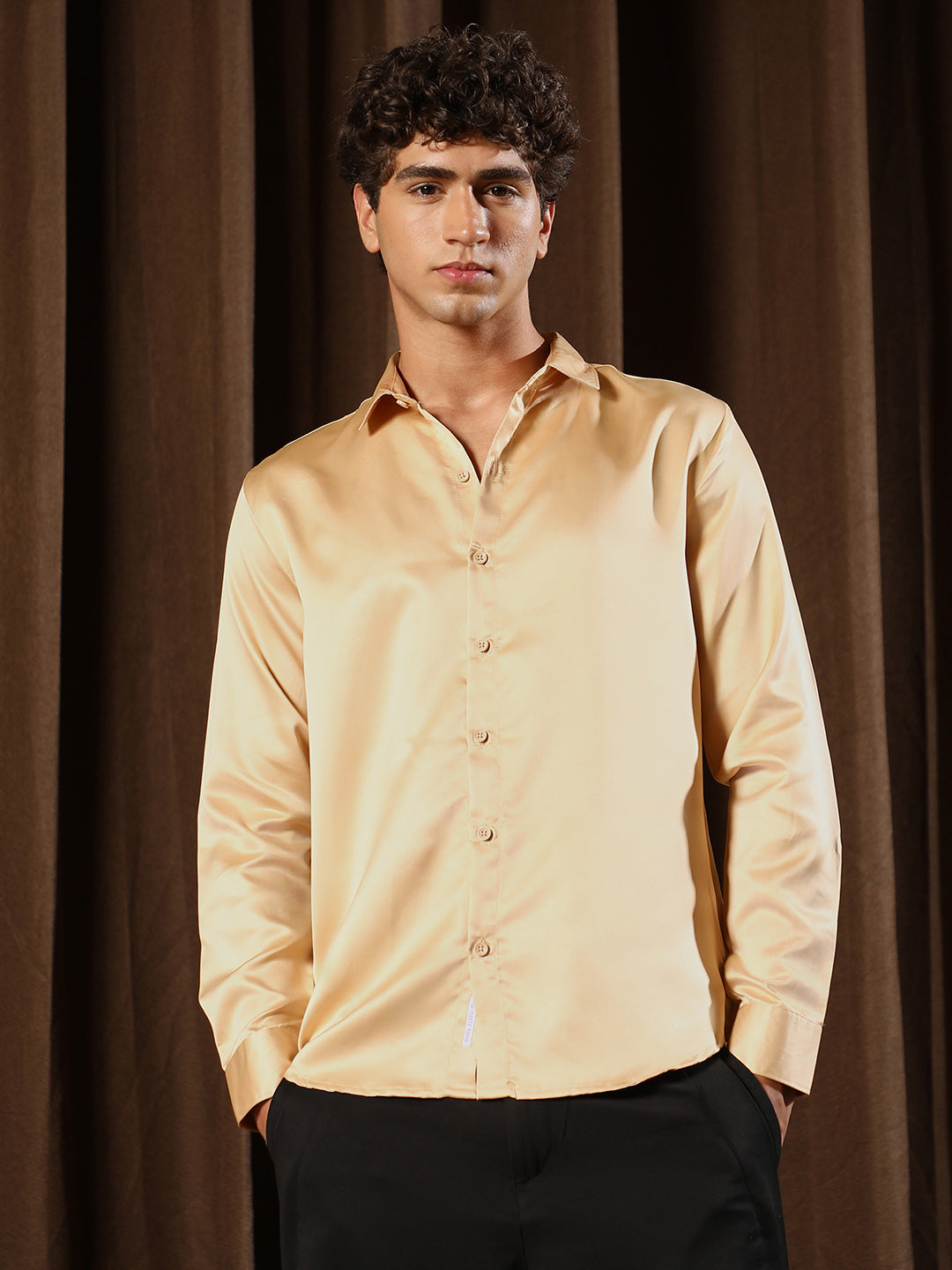 Solid-Satin Regular Shirt