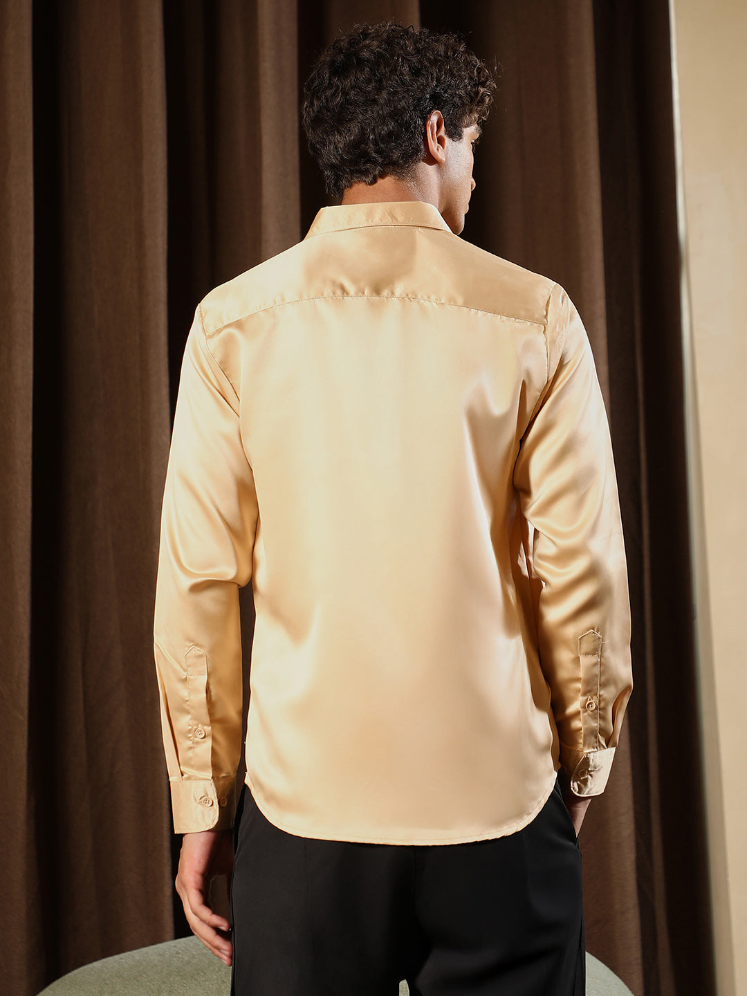 Solid-Satin Regular Shirt