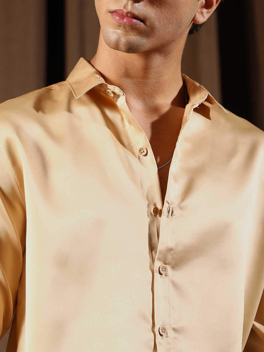 Solid-Satin Regular Shirt