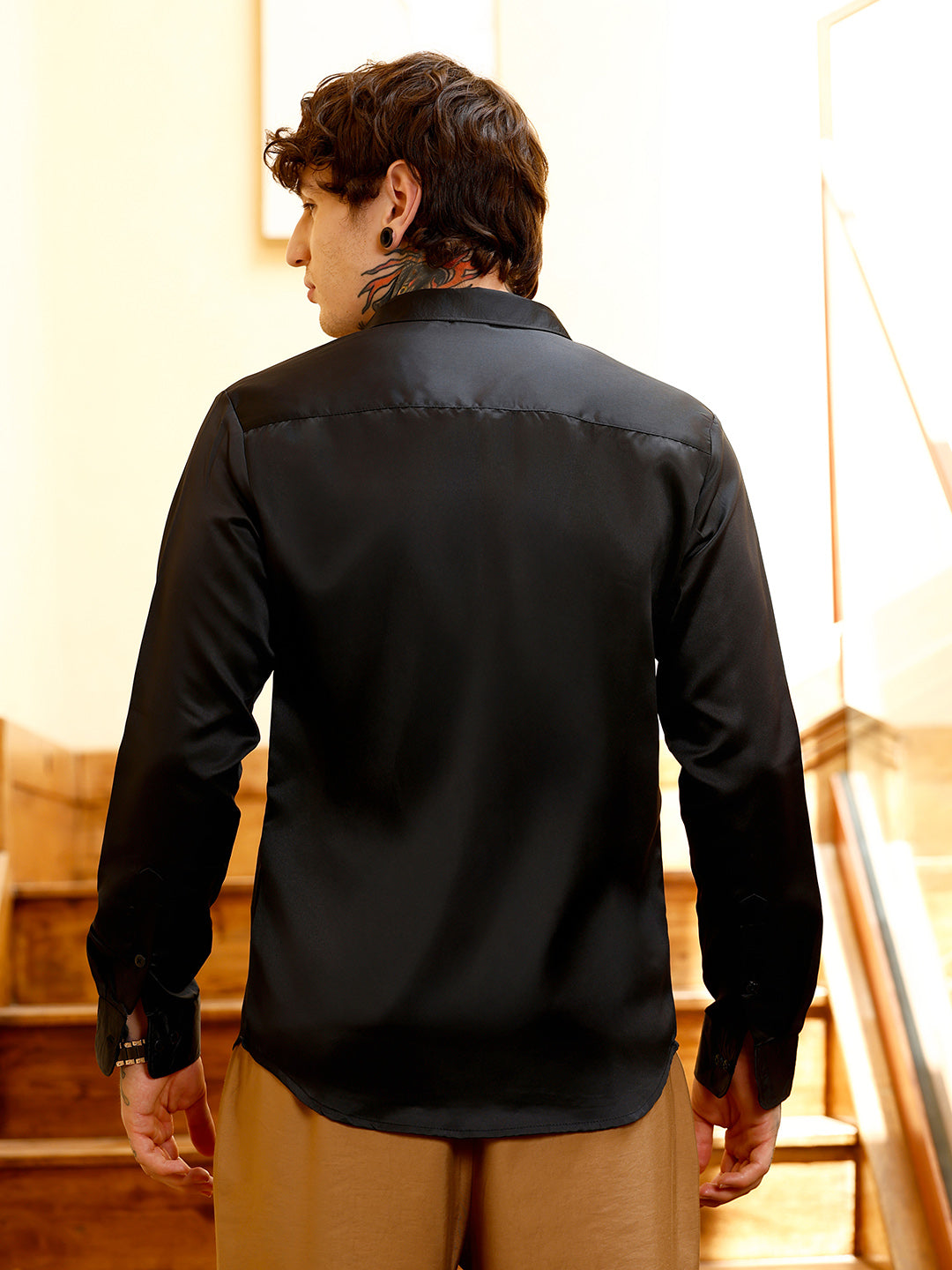 Solid-Satin Regular Shirt