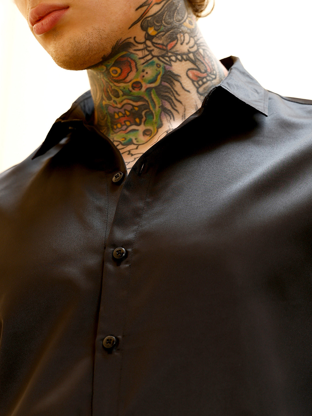 Solid-Satin Regular Shirt