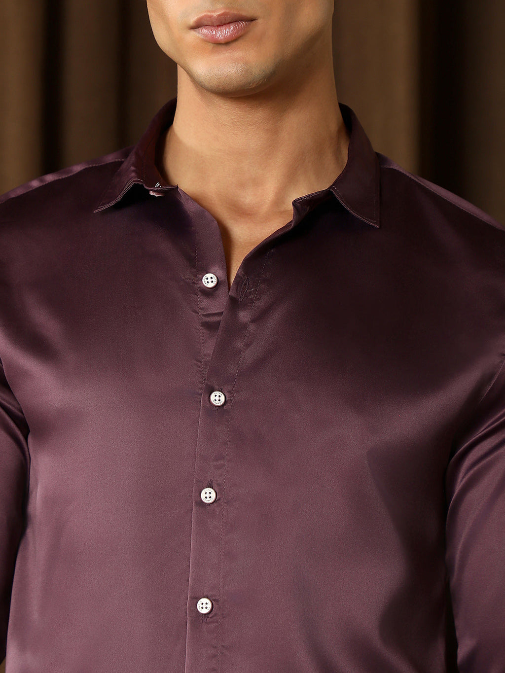 Solid-Satin Regular Shirt