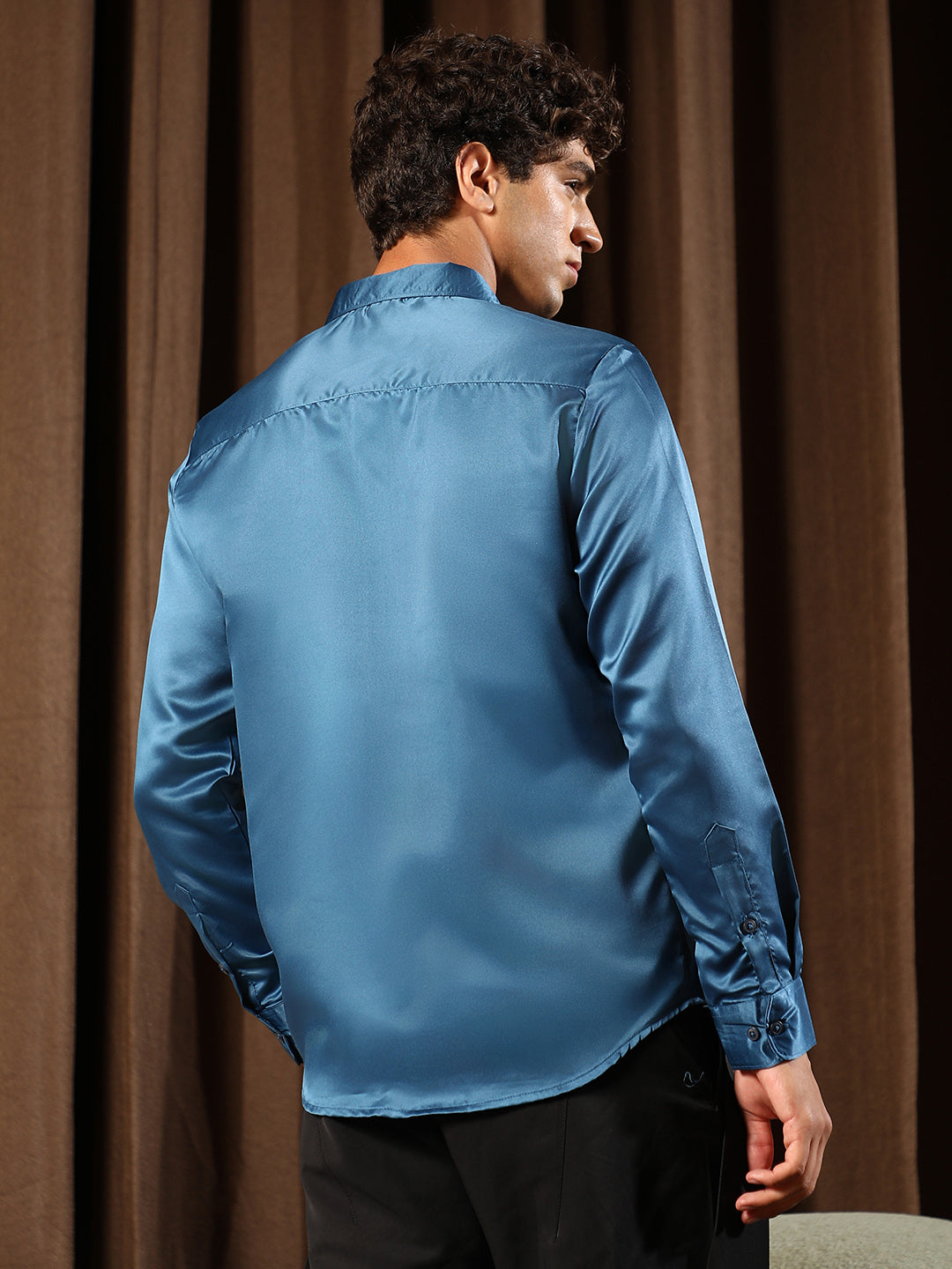 Solid-Satin Regular Shirt