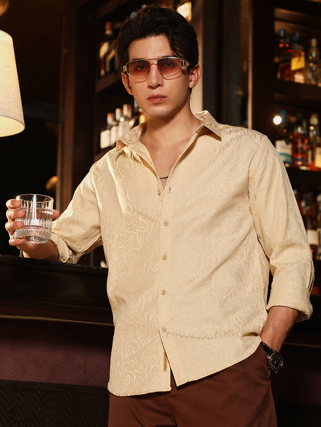 Abstract-Lined Jacquard Shirt