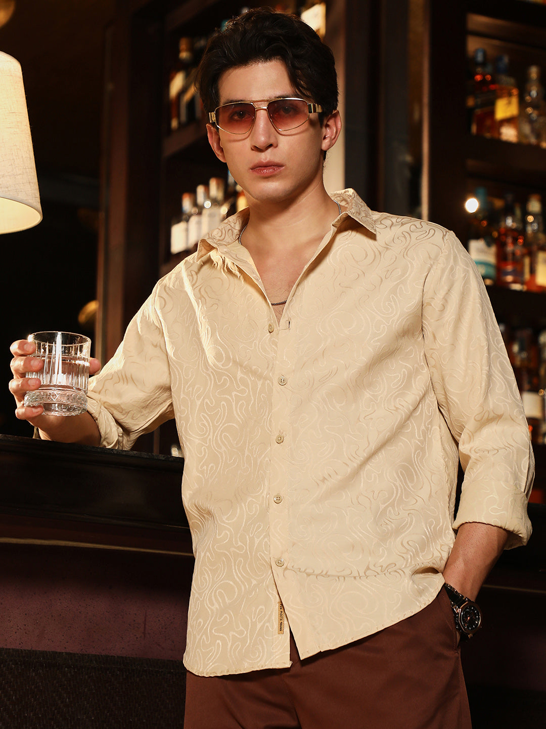 Abstract-Lined Jacquard Shirt