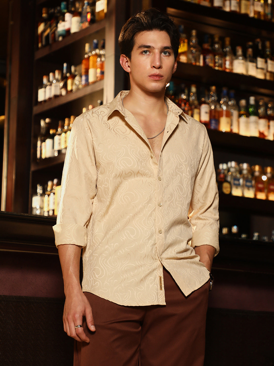 Abstract-Lined Jacquard Shirt