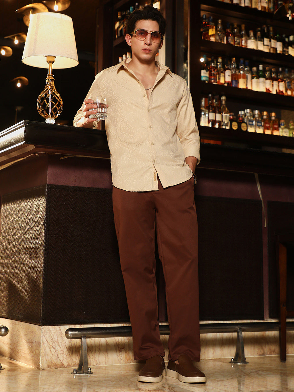 Abstract-Lined Jacquard Shirt