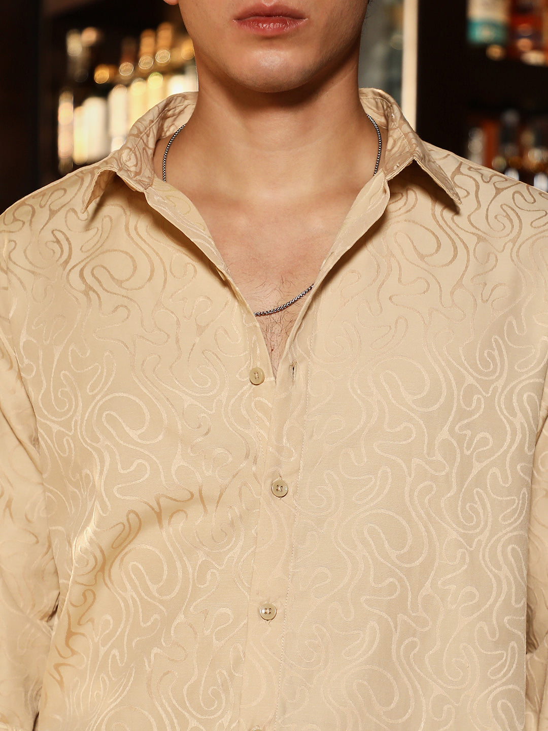 Abstract-Lined Jacquard Shirt