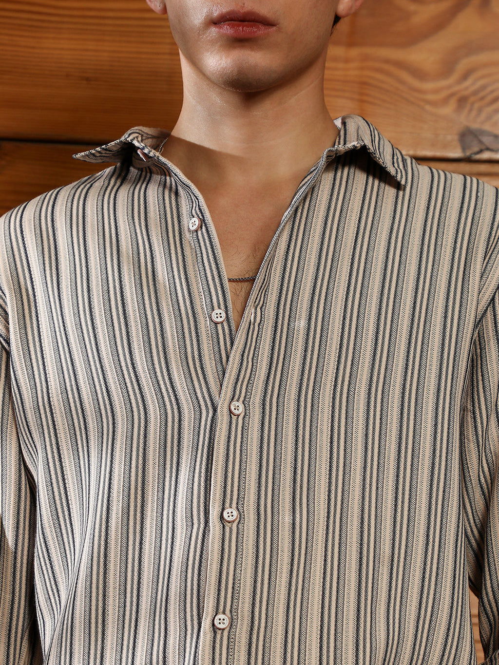 Bohomian-Stripe Jacquard Shirt