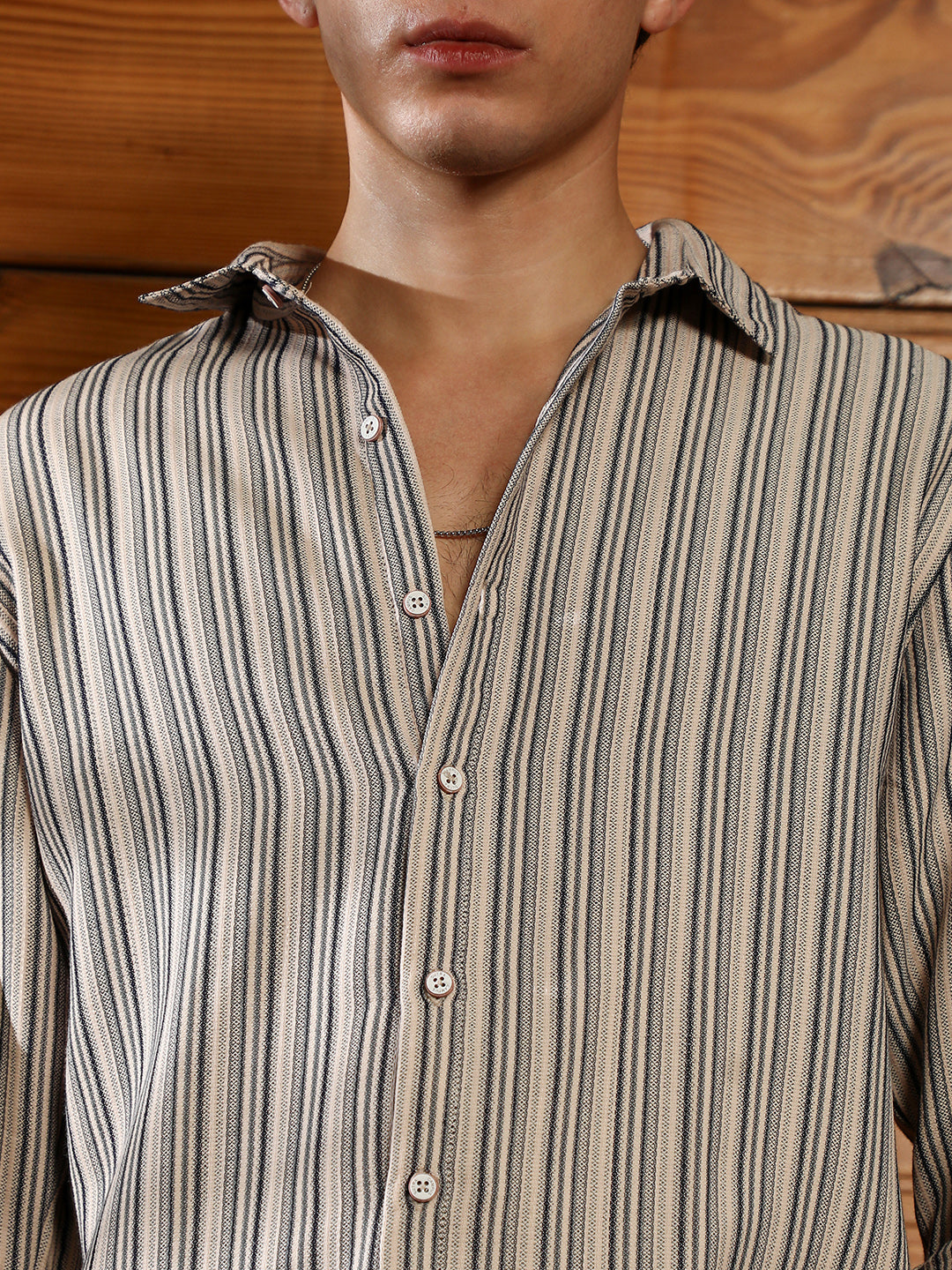 Bohomian-Stripe Jacquard Shirt