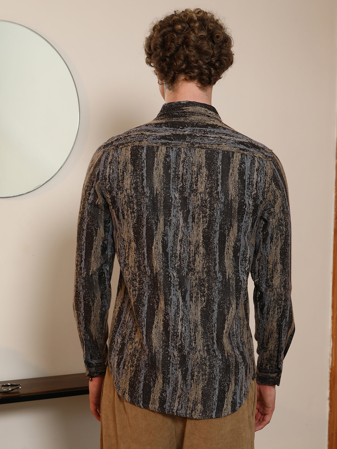 Artistic Striped Cotton-Polyester Blend Shirt