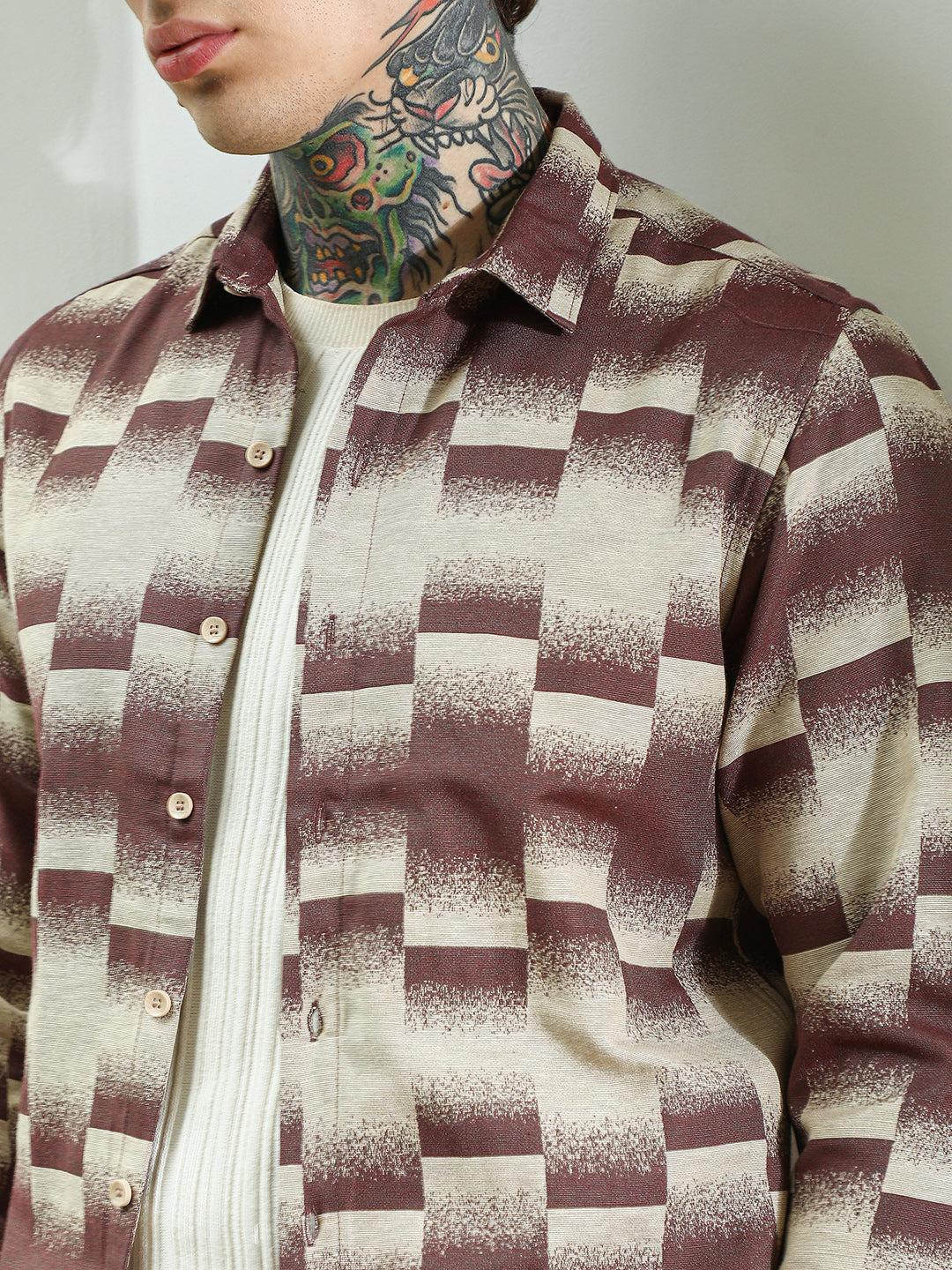 Geometric Pattern Cotton Blend Full Sleeve Shirt