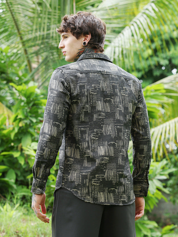 Contrast Scratch-Jacquard Shirt