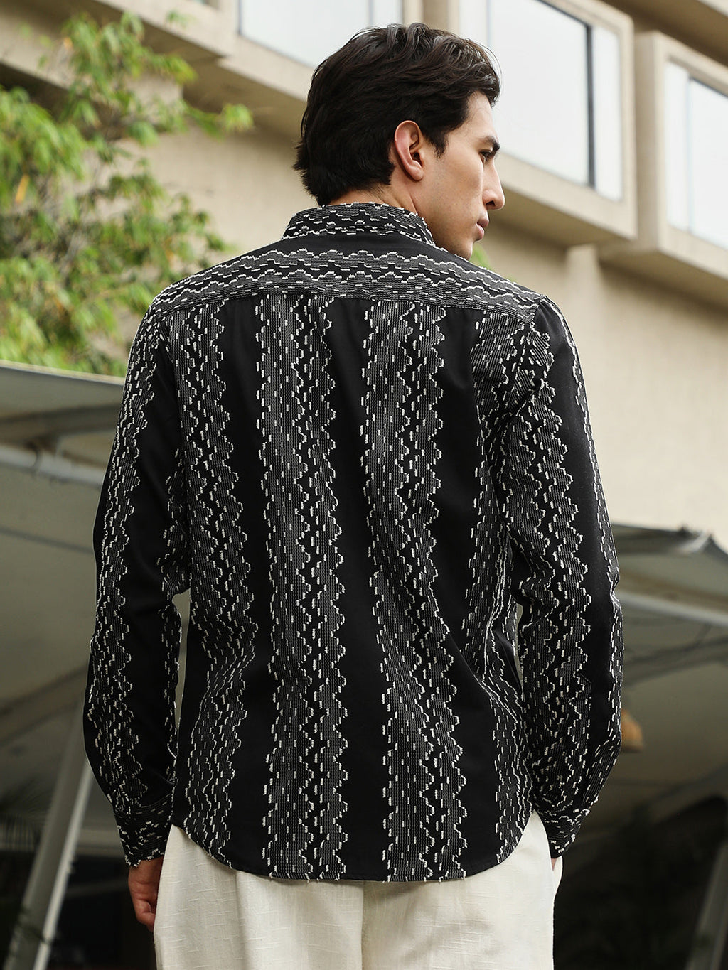 Cloudy-Panel Jacquard Shirt