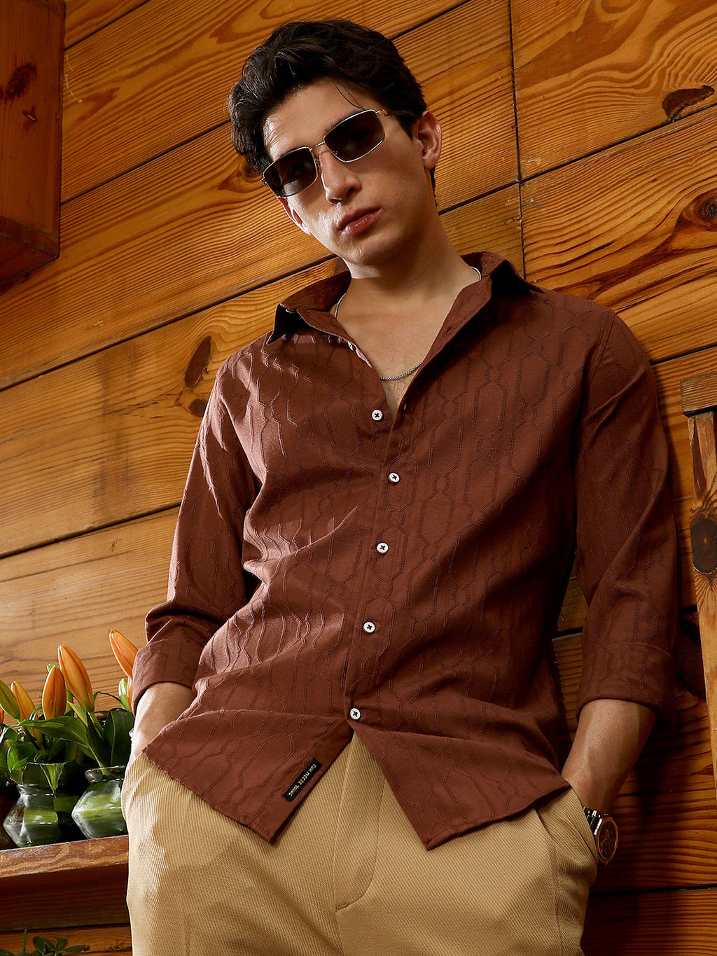 Indie-Geometric Jacquard Shirt