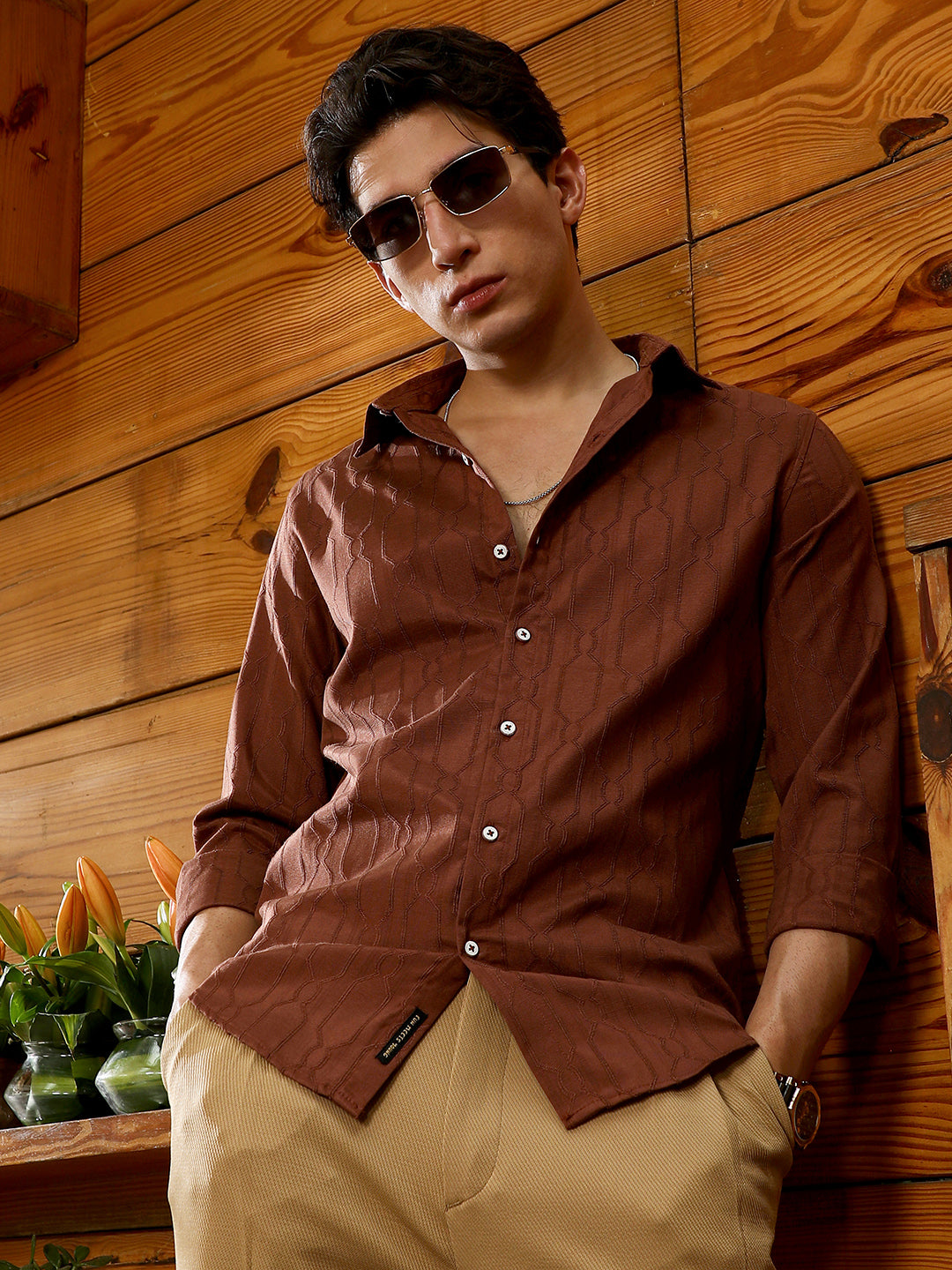 Indie-Geometric Jacquard Shirt