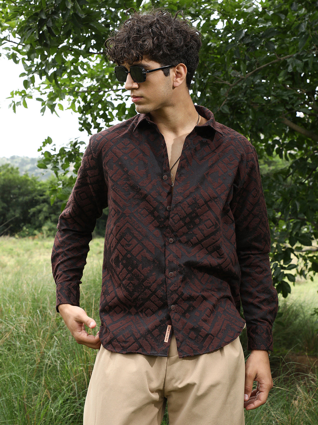Faded-Cubic Jacquard Shirt