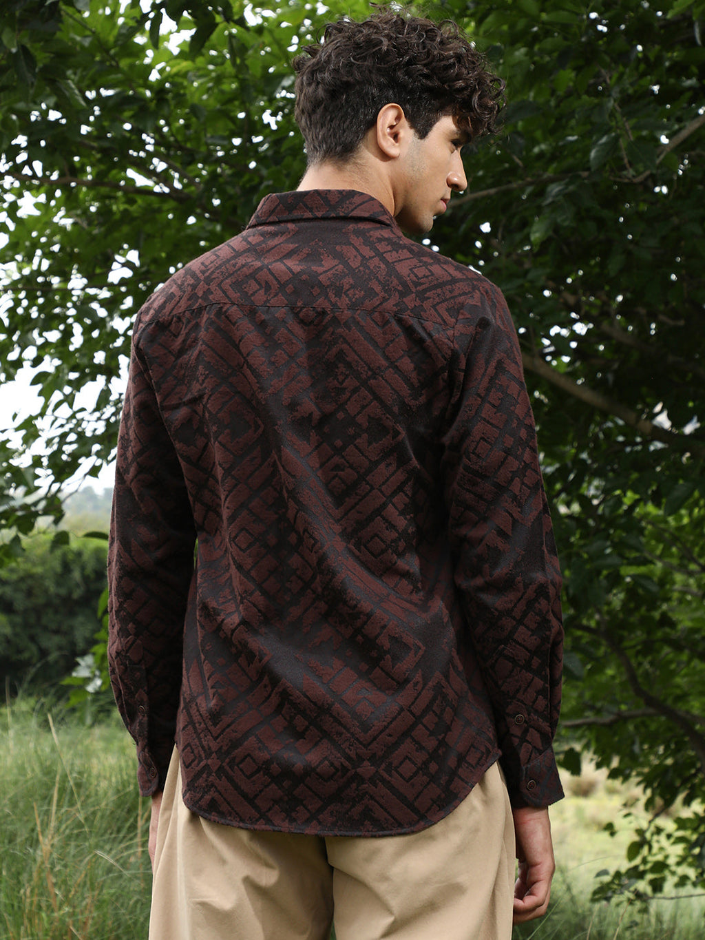 Faded-Cubic Jacquard Shirt