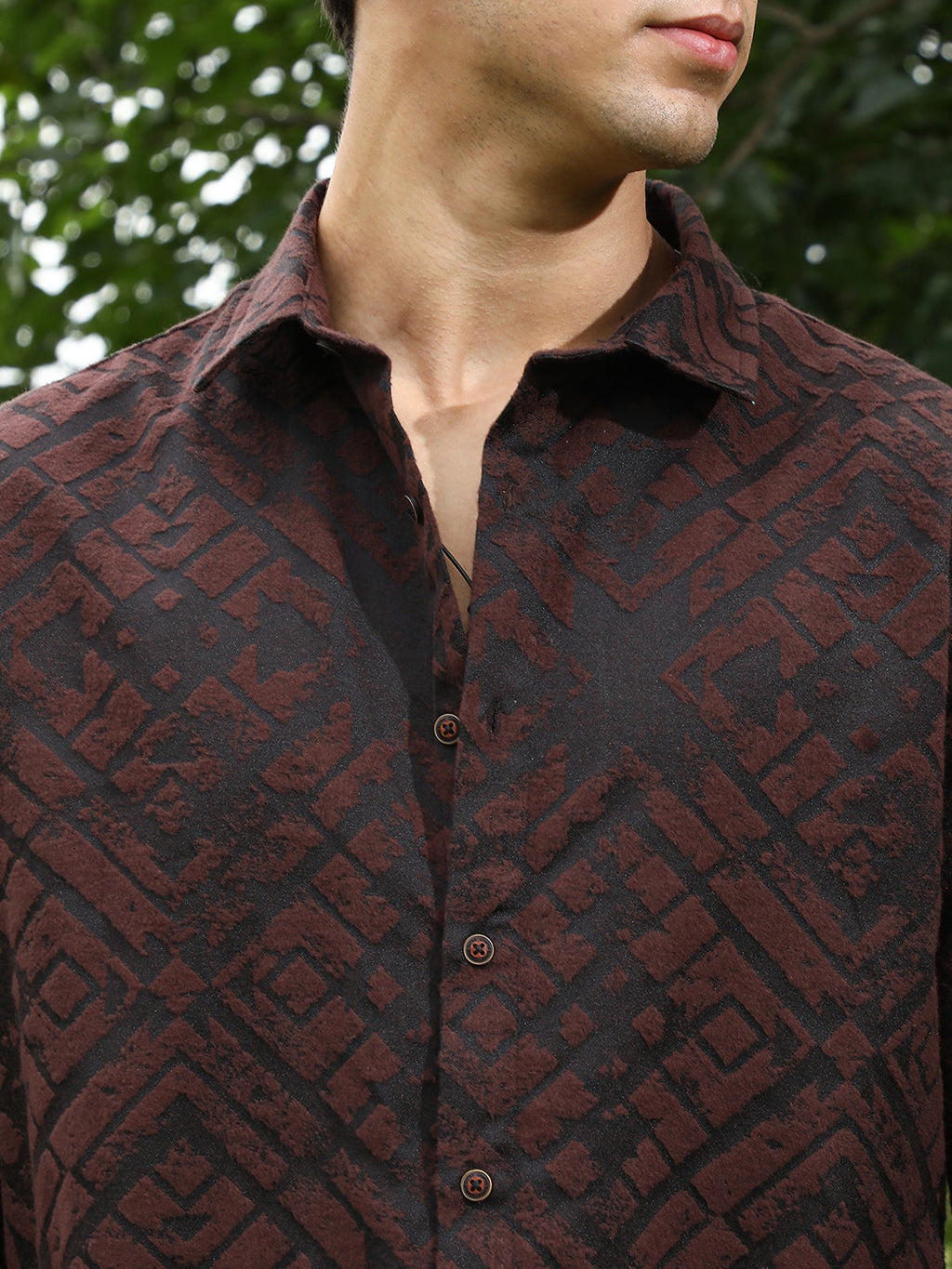Faded-Cubic Jacquard Shirt