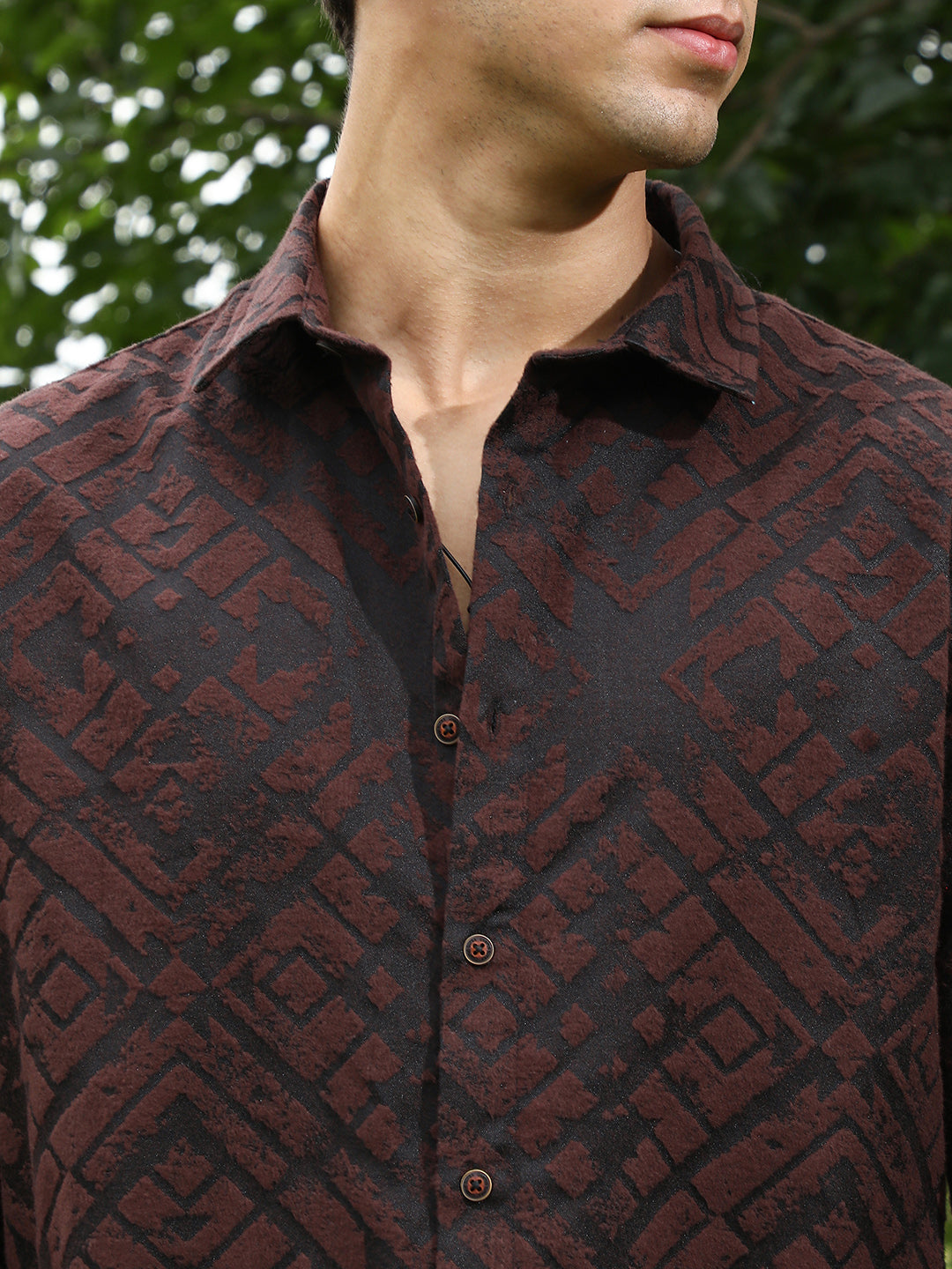 Faded-Cubic Jacquard Shirt