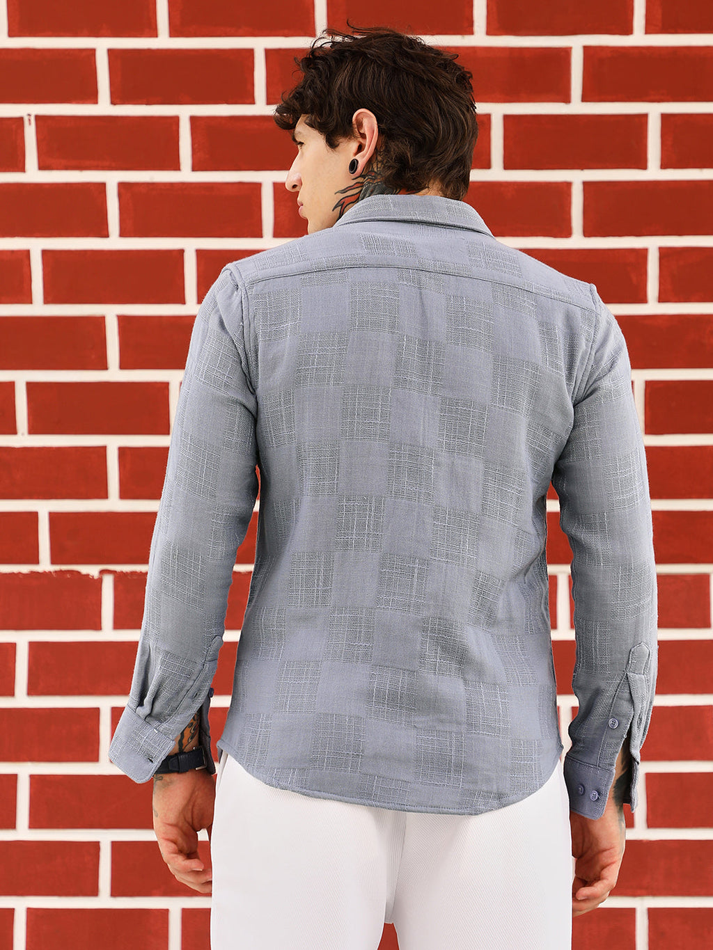 Self-Jacquard Check Shirt