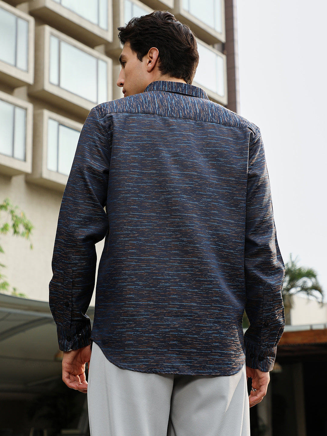 Contrast-Heathered Jacquard Shirt