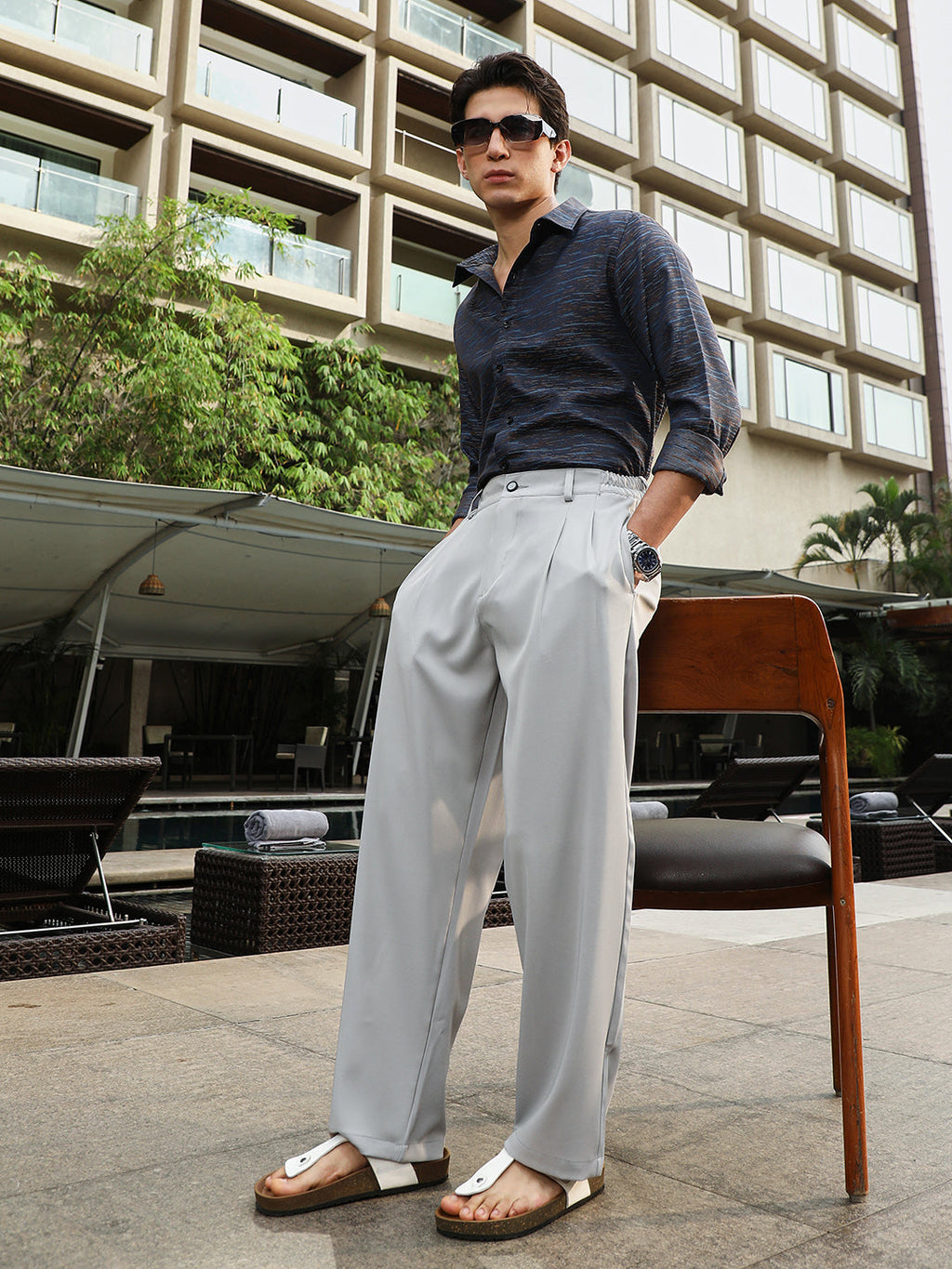 Contrast-Heathered Jacquard Shirt