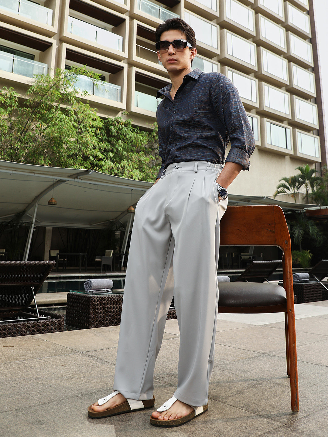 Contrast-Heathered Jacquard Shirt