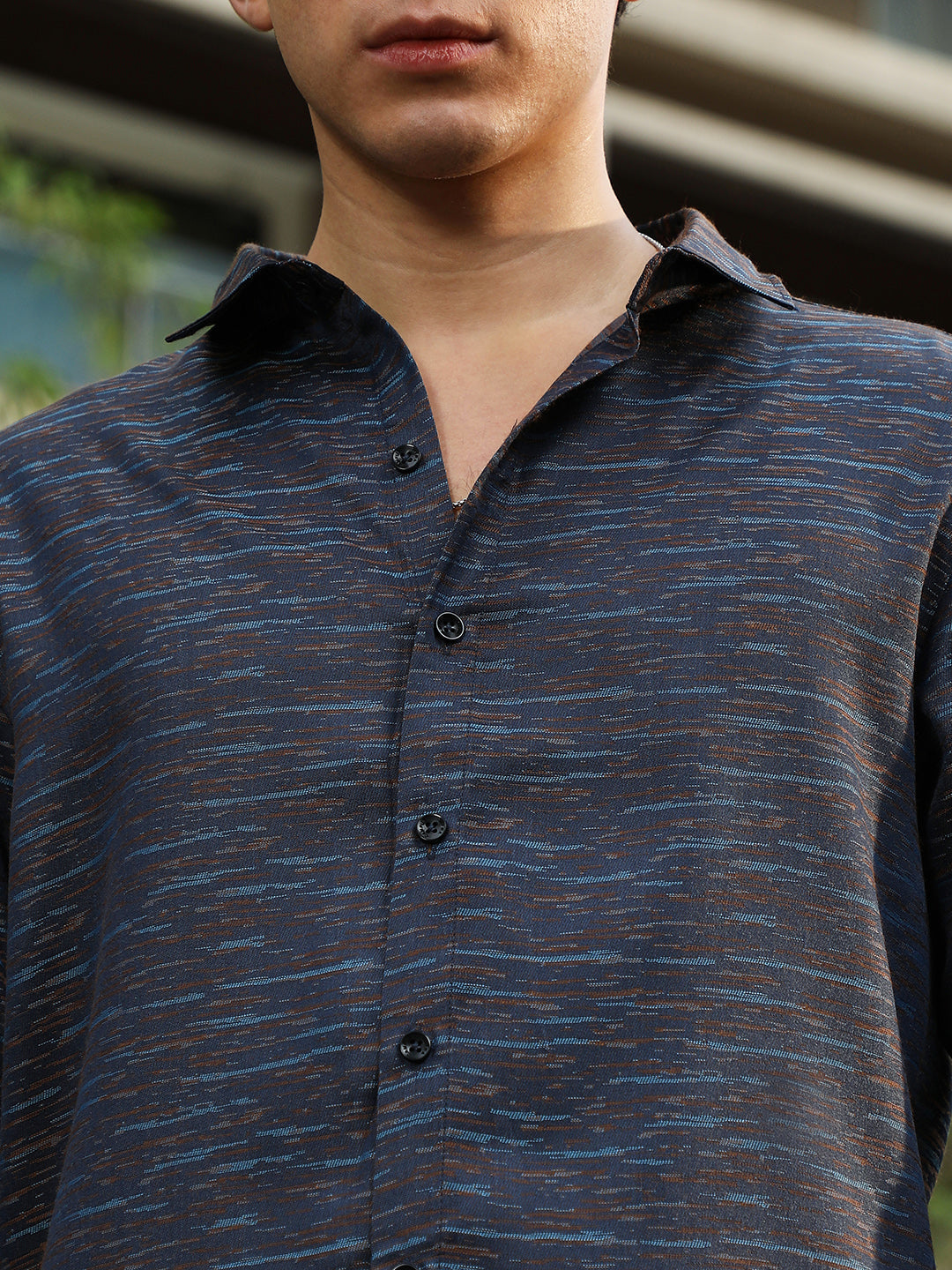 Contrast-Heathered Jacquard Shirt