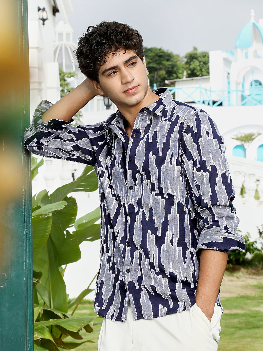 Contrast-Abstract Jacquard Shirt