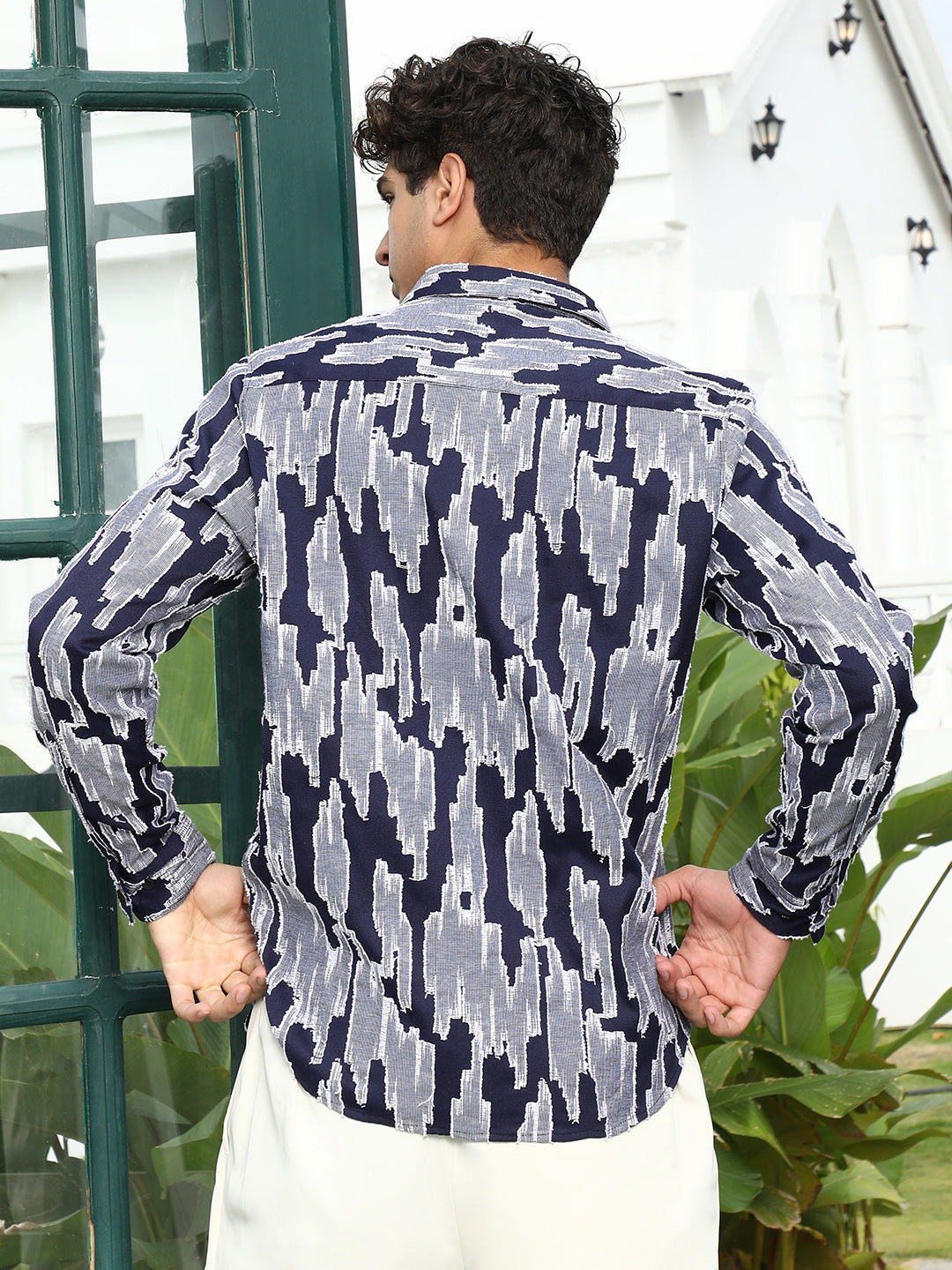 Contrast-Abstract Jacquard Shirt