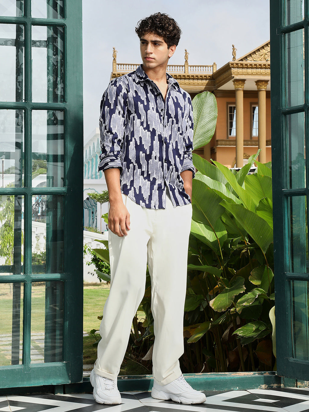 Contrast-Abstract Jacquard Shirt