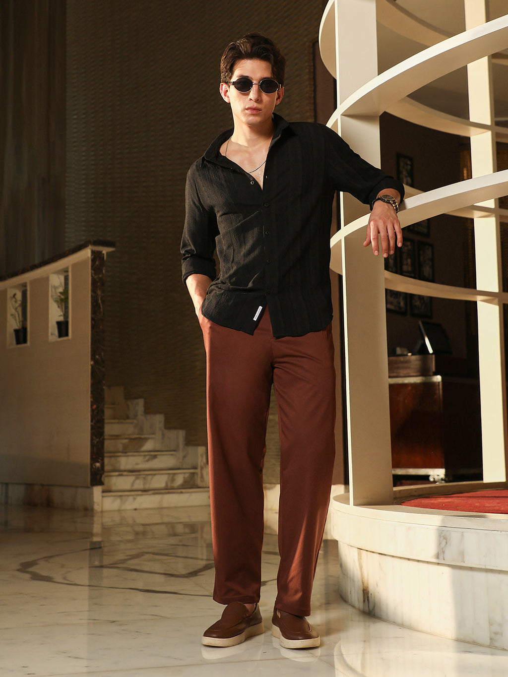 Duo-Panel Jacquard Shirt