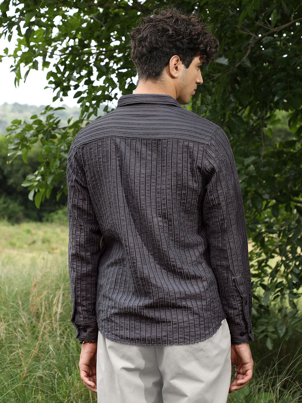 Edgy-Stripe Jacquard Shirt