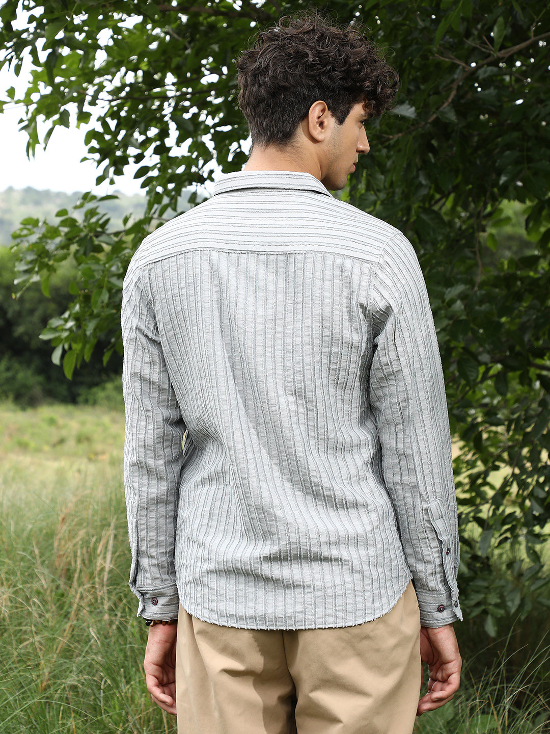 Edgy-Stripe Jacquard Shirt