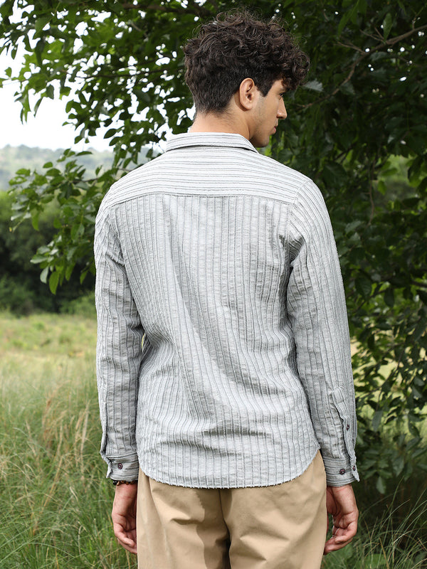 Edgy-Stripe Jacquard Shirt