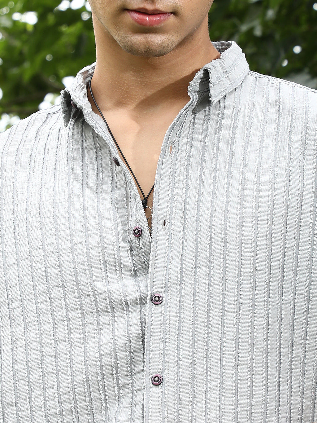 Edgy-Stripe Jacquard Shirt