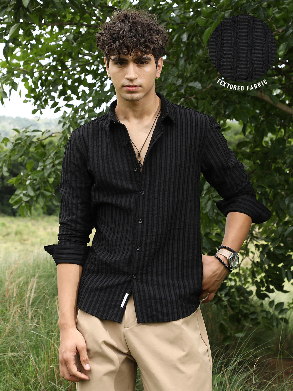 Edgy-Stripe Jacquard Shirt