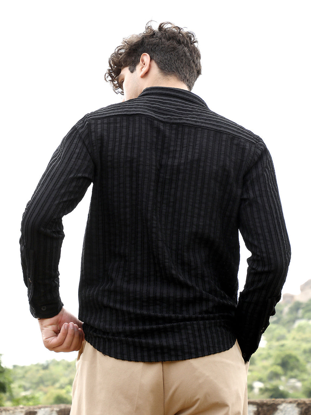 Edgy-Stripe Jacquard Shirt
