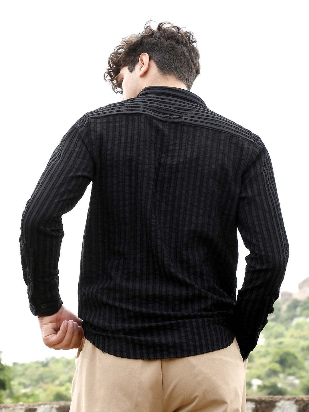 Edgy-Stripe Jacquard Shirt