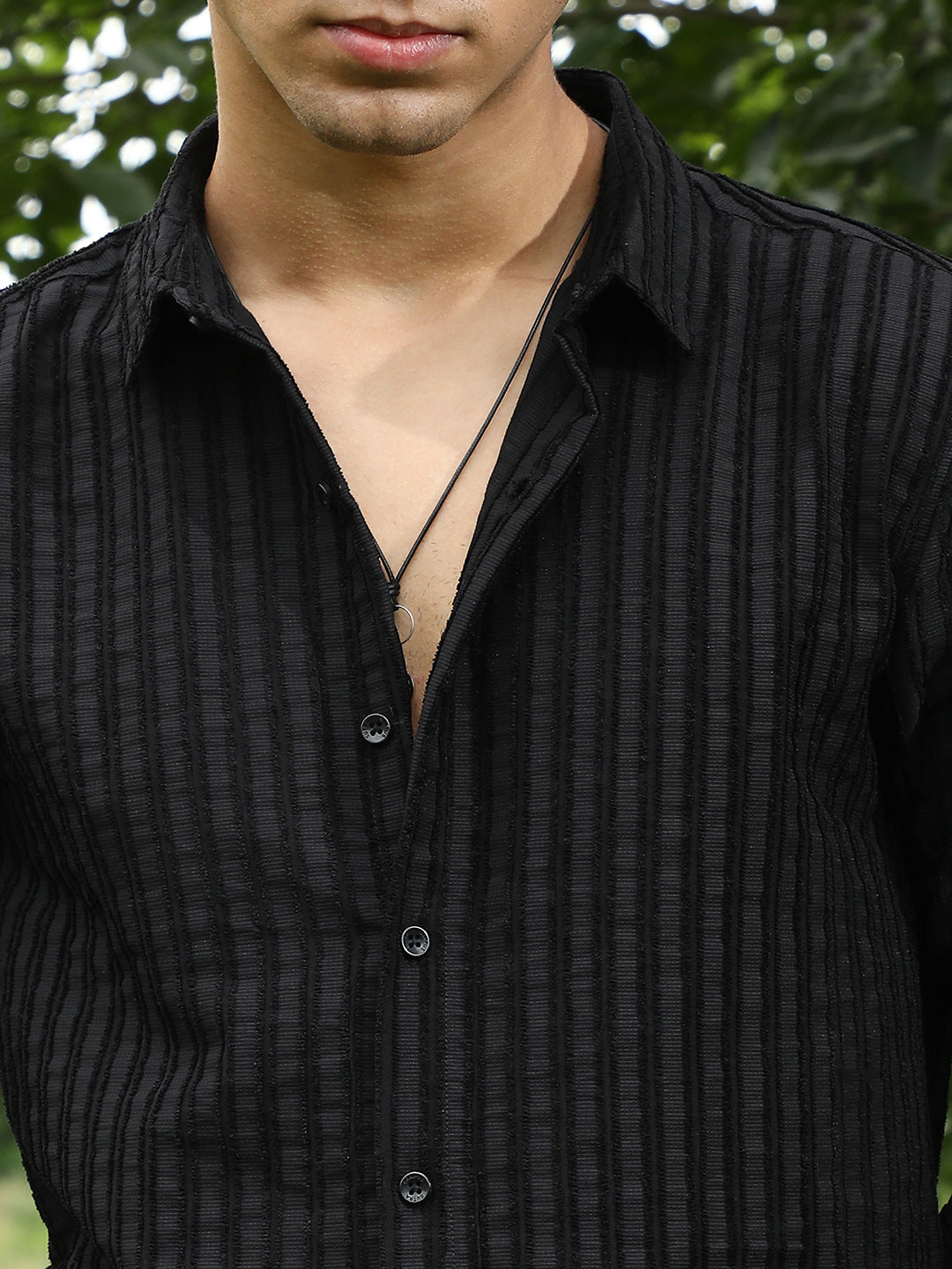 Edgy-Stripe Jacquard Shirt