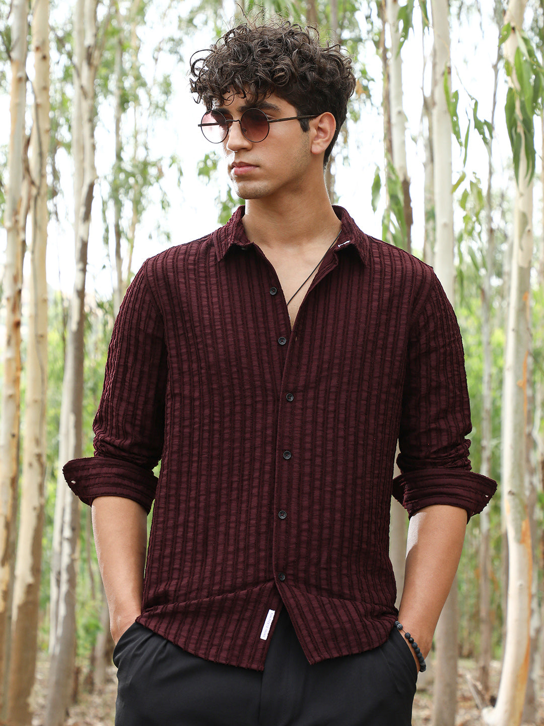 Edgy-Stripe Jacquard Shirt