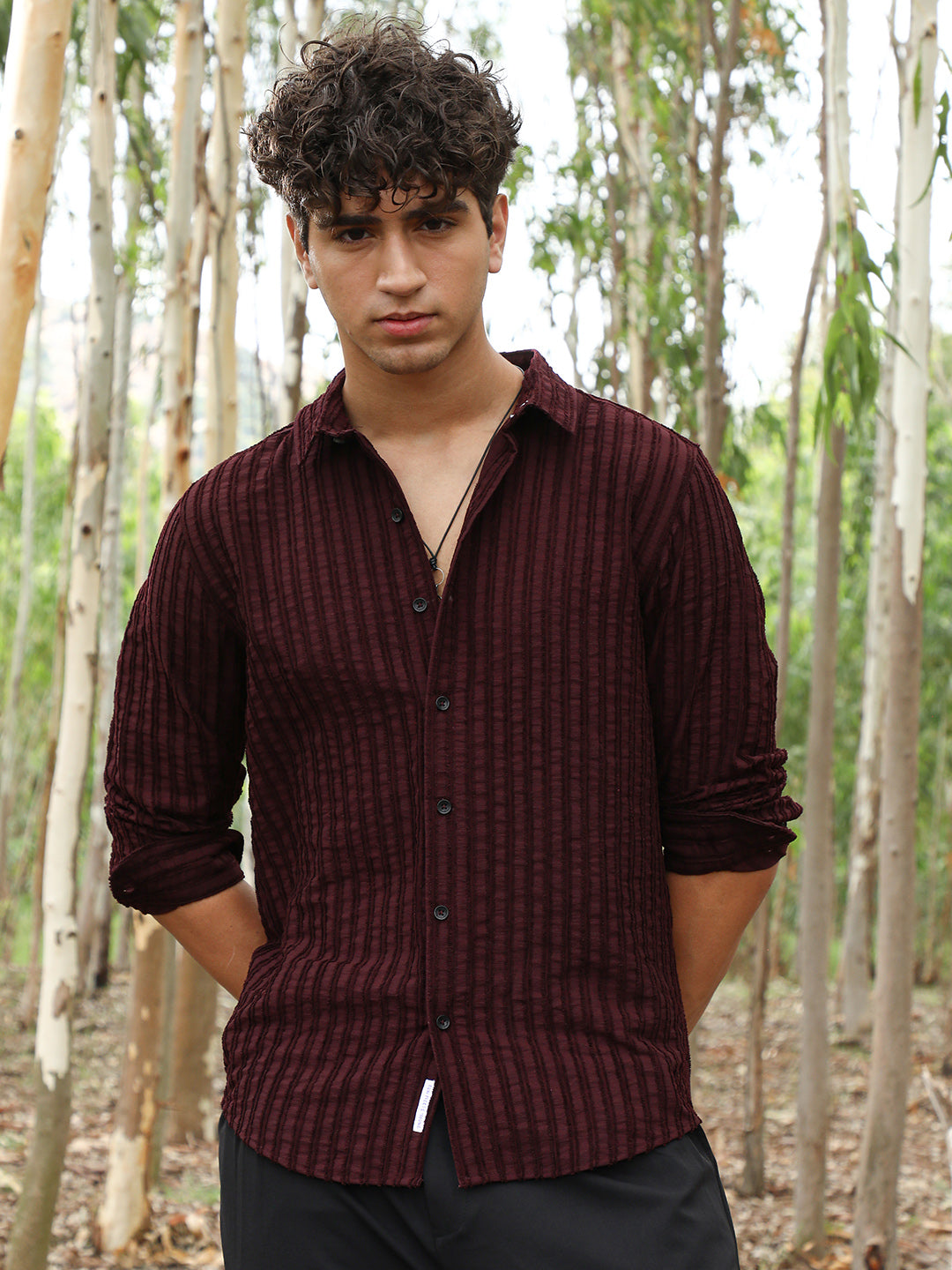 Edgy-Stripe Jacquard Shirt