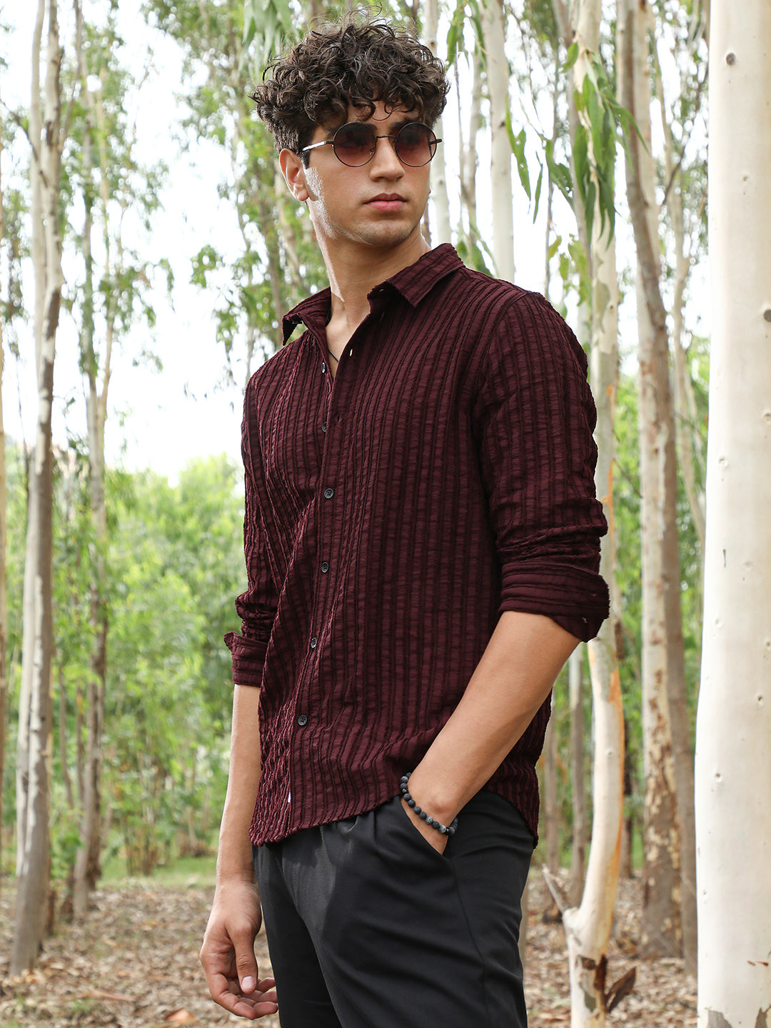 Edgy-Stripe Jacquard Shirt