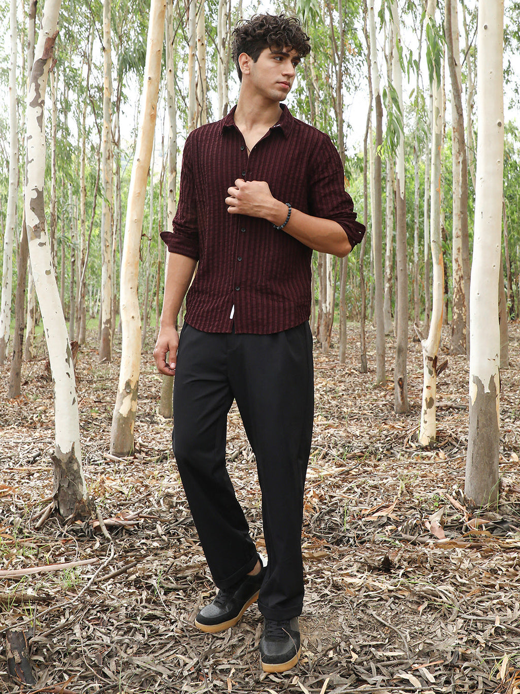 Edgy-Stripe Jacquard Shirt