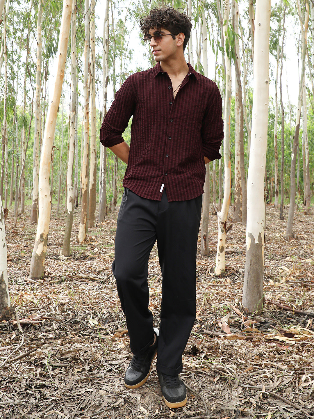 Edgy-Stripe Jacquard Shirt