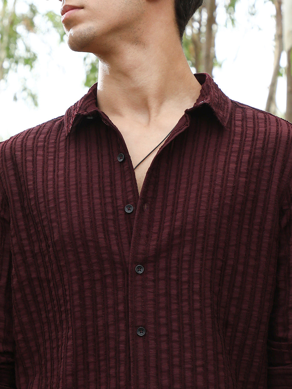 Edgy-Stripe Jacquard Shirt