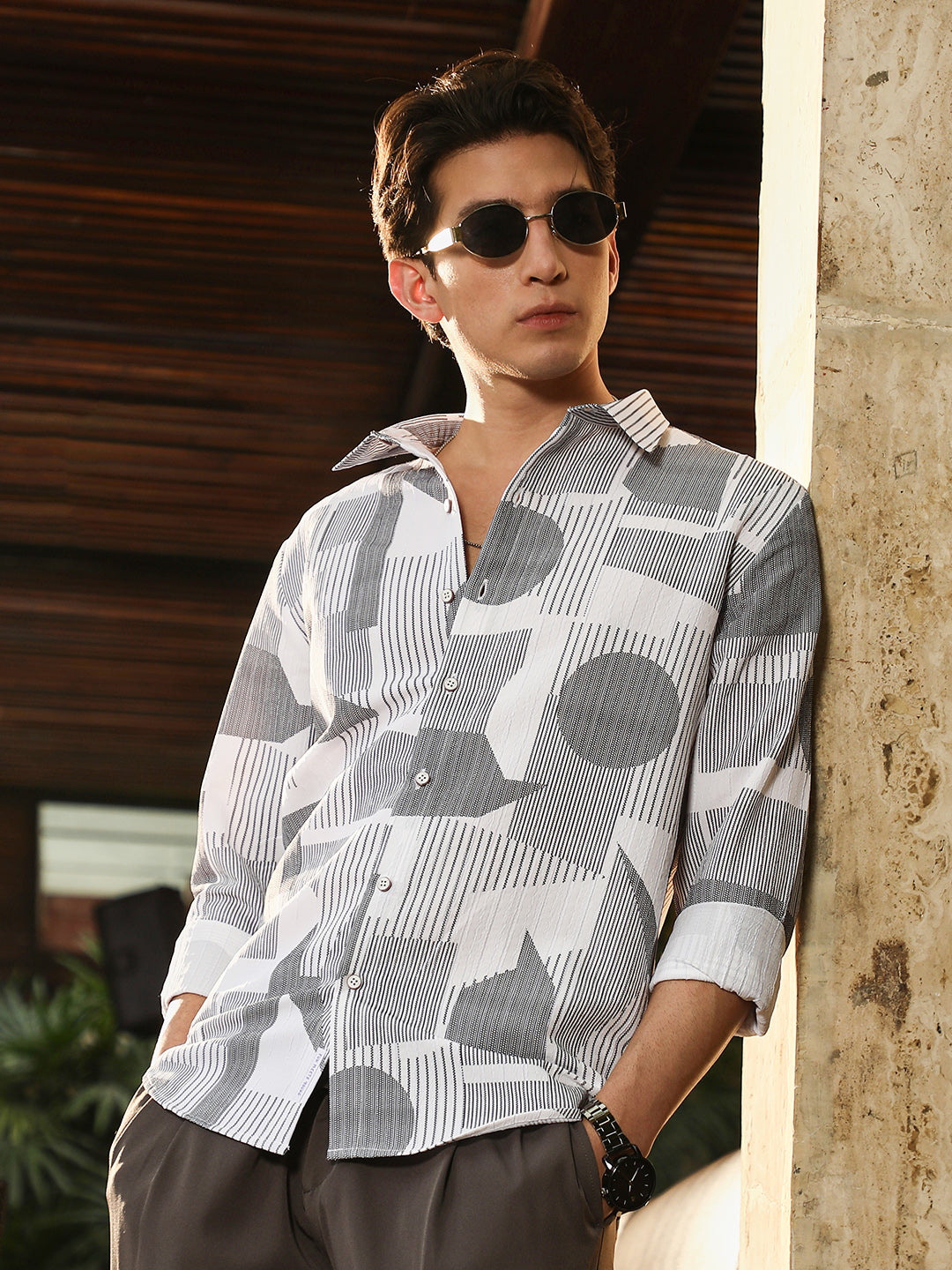 Abstract-Geometric Imprint Shirt