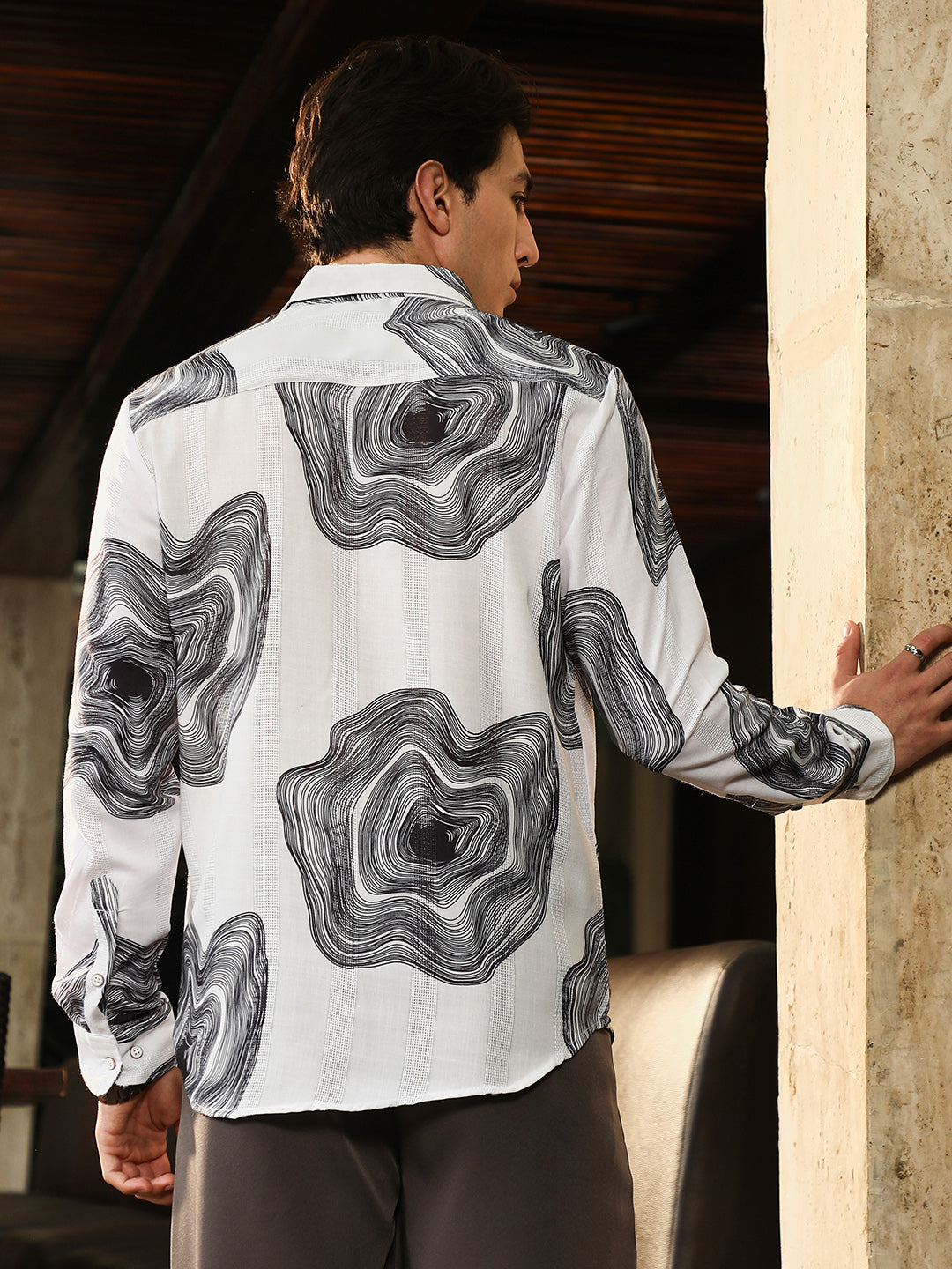 Contrast-Spool Jacquard Shirt